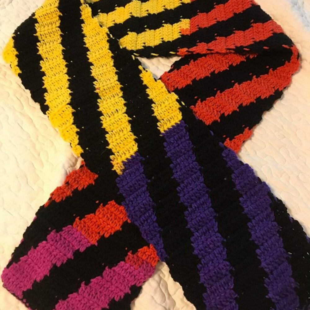 🐻New Handmade Multi-Colored Stripe Scarf 6.5"X76"